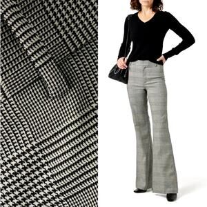 Nili Lotan 0 Arielle Price of Wales Plaid $550 Wool Pants High Rise Flare Leg XS